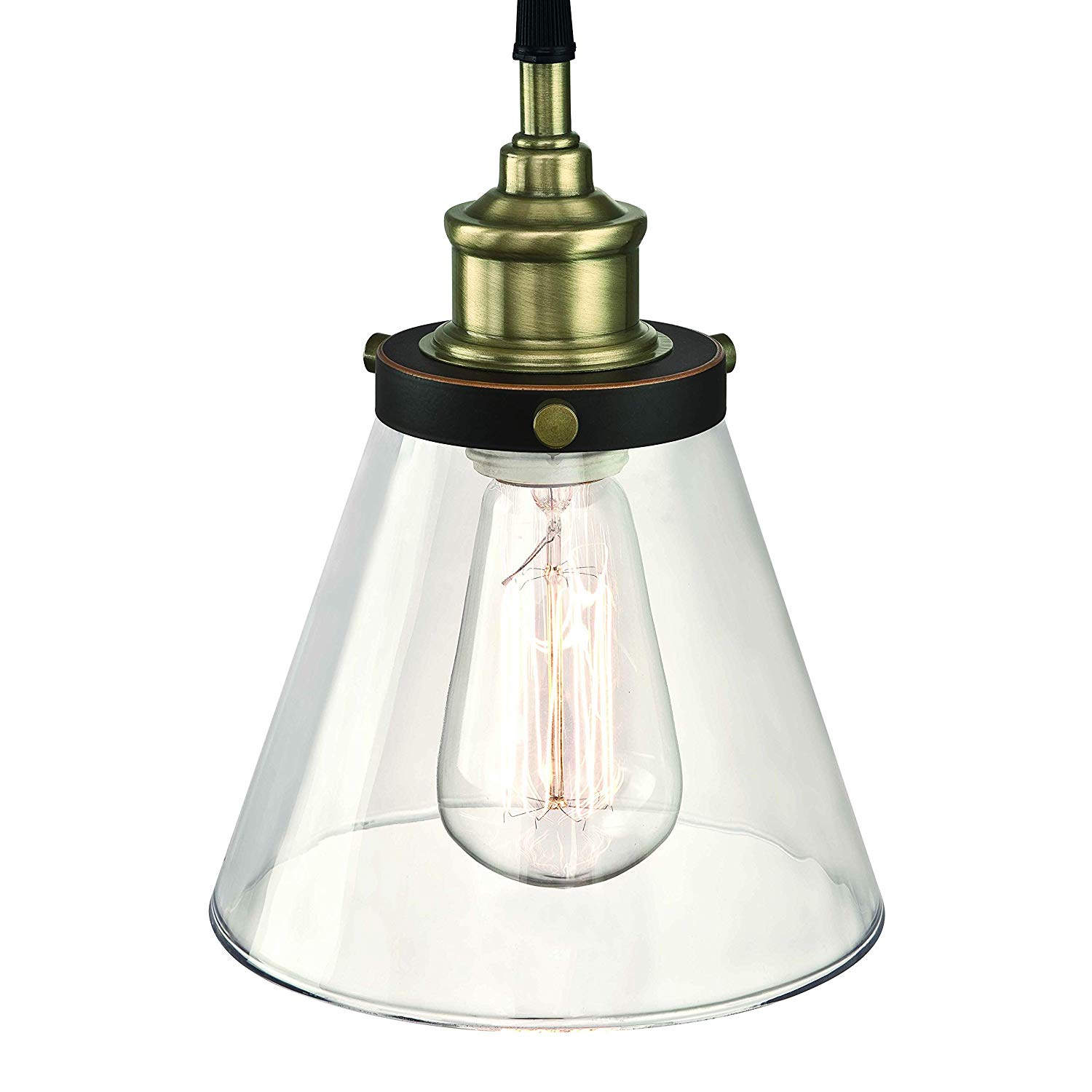 GRUENLICH Pendant Lighting Fixture for Kitchen and Dining Room, Hanging Lighting Fixture, E26 Medium Base, Metal Construction with Clear Glass, Bulb not Included, 2-Pack