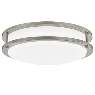 GRUENLICH LED Flush Mount Ceiling Lighting Fixture, 11 Inch Dimmable 19W (125W Replacement) 1220 Lumen, Metal Housing with Nickel Finish, ETL and Damp Location Rated 