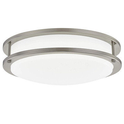 GRUENLICH LED Flush Mount Ceiling Lighting Fixture, 11 Inch Dimmable 19W (125W Replacement) 1220 Lumen, Metal Housing with Nickel Finish, ETL and Damp Location Rated 