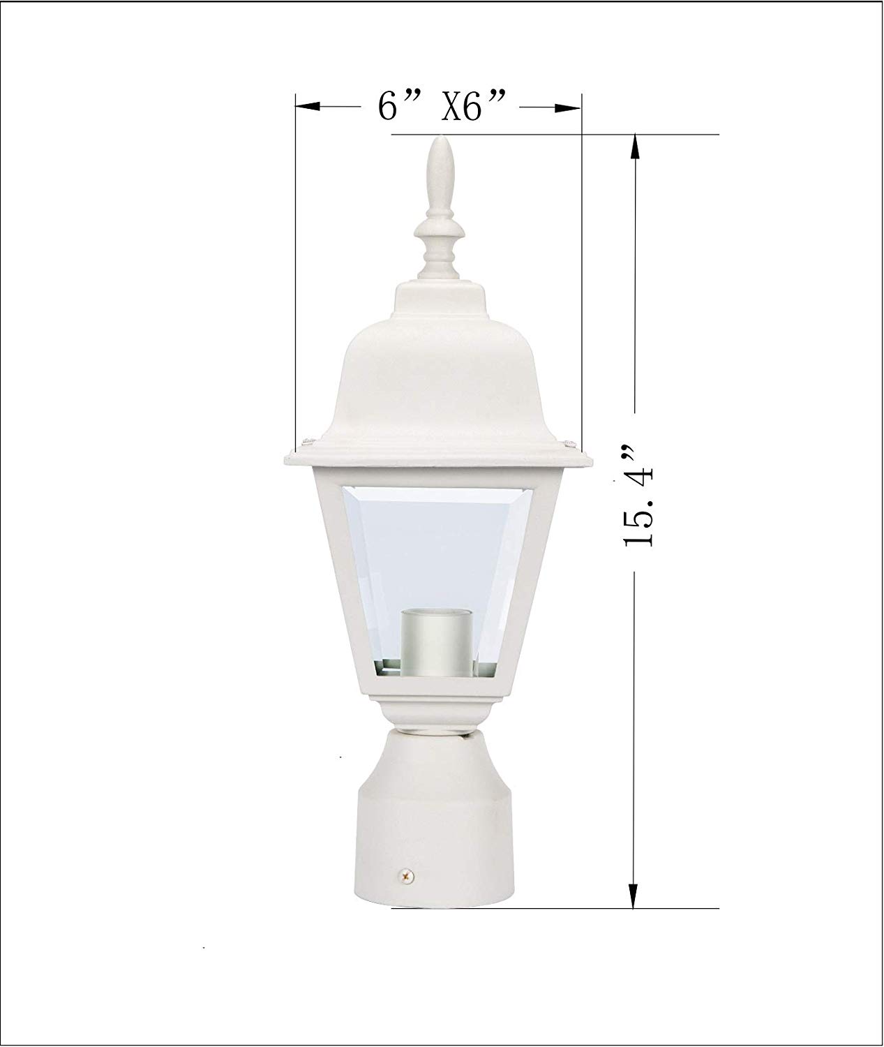 LIT-PaTH Outdoor Post Light Pole Lantern Lighting Fixture with One E26 Base Max 60W, Aluminum Housing Plus Clear Glass, Matte White Finish