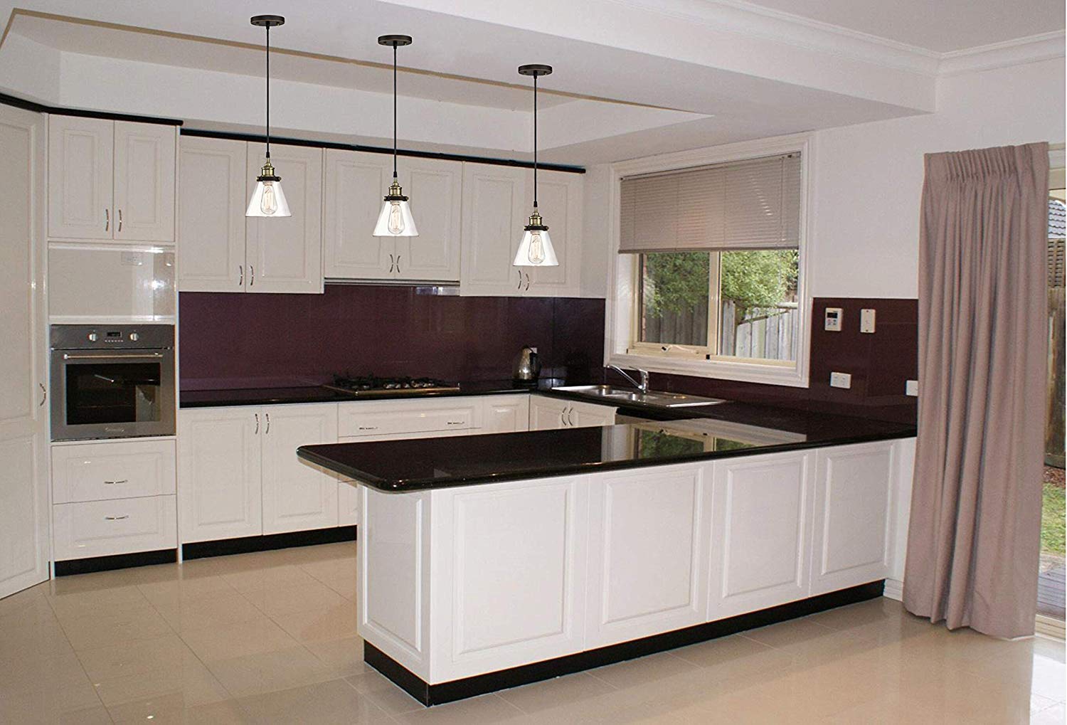 GRUENLICH Pendant Lighting Fixture for Kitchen and Dining Room, Hanging Lighting Fixture, E26 Medium Base, Metal Construction with Clear Glass, Bulb not Included, 2-Pack