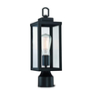 GRUENLICH Outdoor Post Lighting Fixture with One E26 Medium Base Max 100W, Aluminum Housing Plus Glass, Matte Black Finish