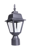 LIT-PaTH Outdoor Post Light Pole Lantern Lighting Fixture with One E26 Base Max 60W, Aluminum Housing Plus Clear Glass, Matte Black Finish
