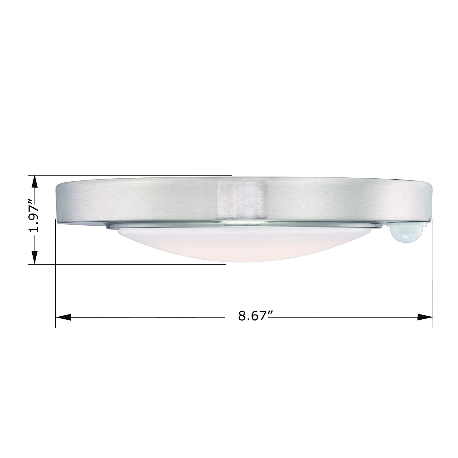 GRUENLICH LED Motion Sensor Flush Mount Ceiling Lighting Fixture, 8.7 Inch 11.5W 890 Lumen, Metal Housing with Nickel Finish, ETL Rated, 2-Pack
