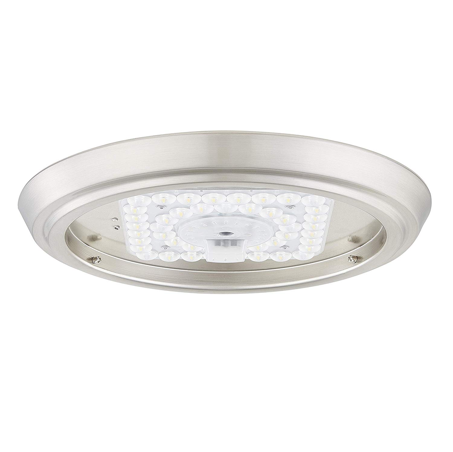 GRUENLICH LED Flush Mount Ceiling Lighting Fixture, 11 Inch Dimmable 19W (125W Replacement) 1200 Lumen, Metal Housing with Nickel Finish, ETL and Damp Location Rated, 2-Pack
