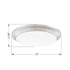 GRUENLICH LED Flush Mount Ceiling Lighting Fixture, 13 Inch Dimmable 22W (150W Replacement) 1360 Lumen, Metal Housing with Nickel Finish, ETL and Damp Location Rated 