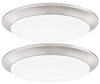 GRUENLICH LED Flush Mount Ceiling Lighting Fixture, 9 Inch Dimmable 15W (100W Replacement) 1000 Lumen, Metal Housing with Nickel Finish, ETL and Damp Location Rated, 2-Pack