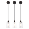 Gruenlich Pendant Lighting Fixture for Kitchen and Dining Room, Hanging Lighting Fixture, E26 Medium Base, Metal Construction with Clear Glass, Bulb not Included (3-Pack Bronze)
