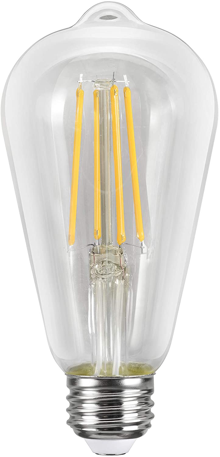 LIT-PaTH LED Edison Light, Vintage Filament Bulb, ST64(ST19) 9W (60W Equivalent) 800 Lumen, Dimmable, 2700K, E26 Base, 6-Pack