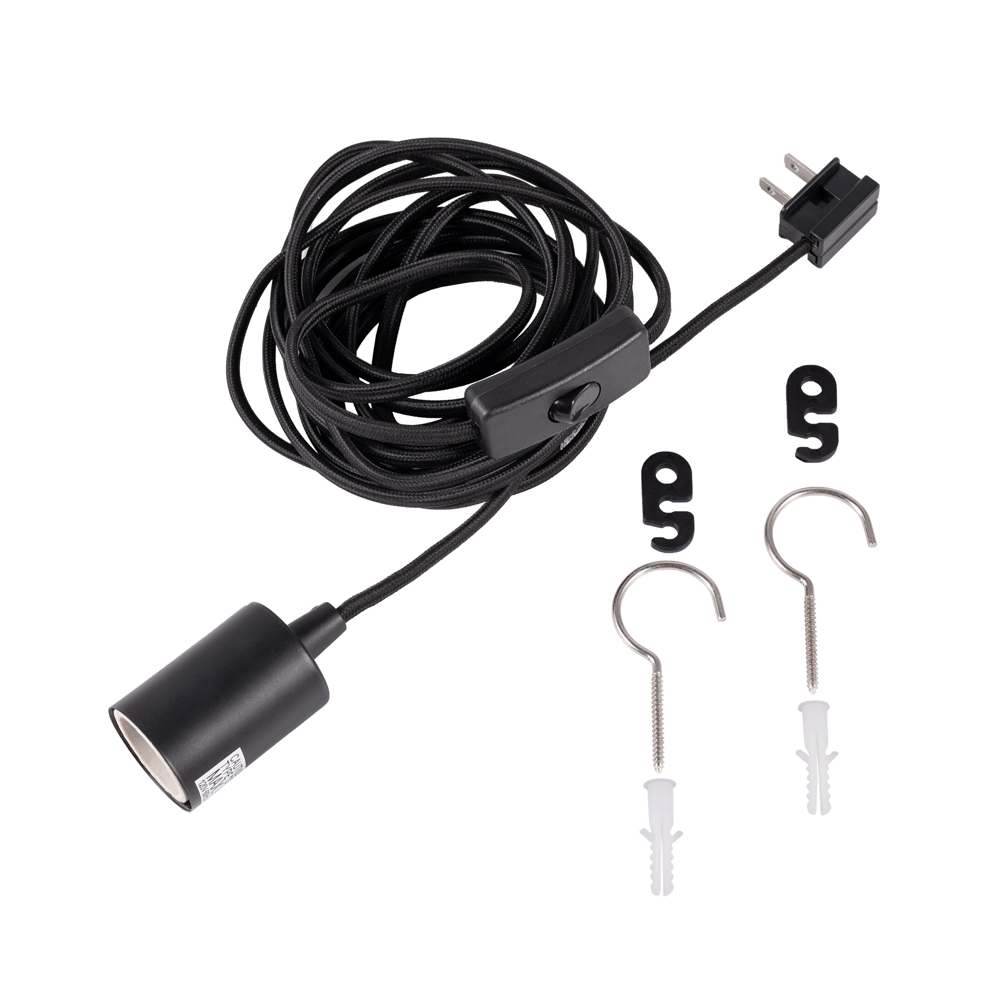 Gruenlich Plug in Pendant Lighting, Hanging Light Kits with ON/Off Switch, 15 Feet Cord, Bulbs Not Included (Black, 1-Pack)