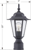 Gruenlich Outdoor Post Lighting Fixture with One E26 Medium Base Max 100W, Aluminum Housing Plus Glass, Bulb Not Included (Black Finish)