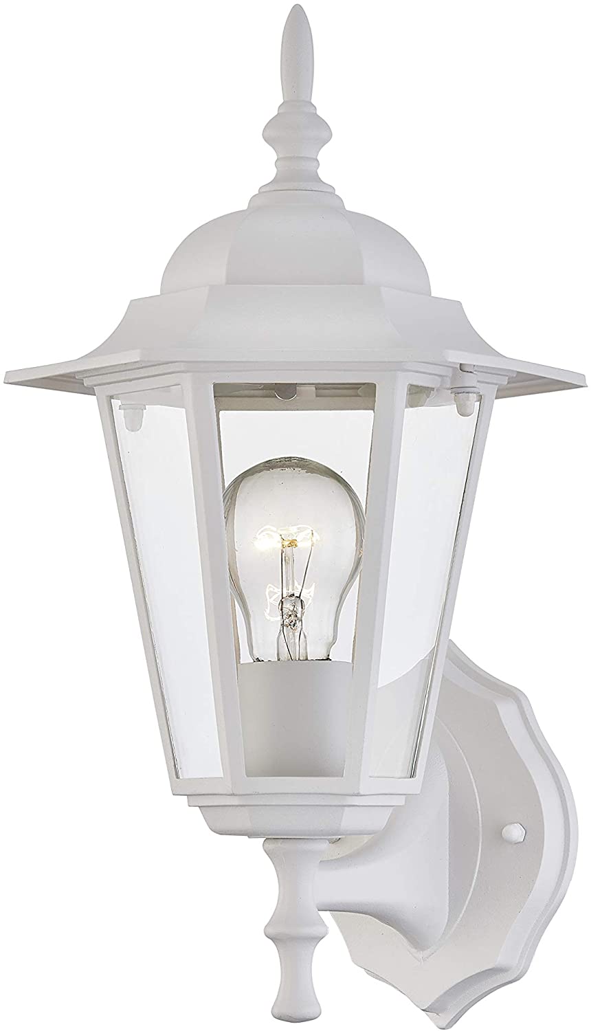 Gruenlich Outdoor Wall Lantern, Wall Sconce as Porch Lighting Fixture with One E26 Base Max 100W, Aluminum Housing Plus Glass, ETL Rated, Bulb Not Included (White Finish)
