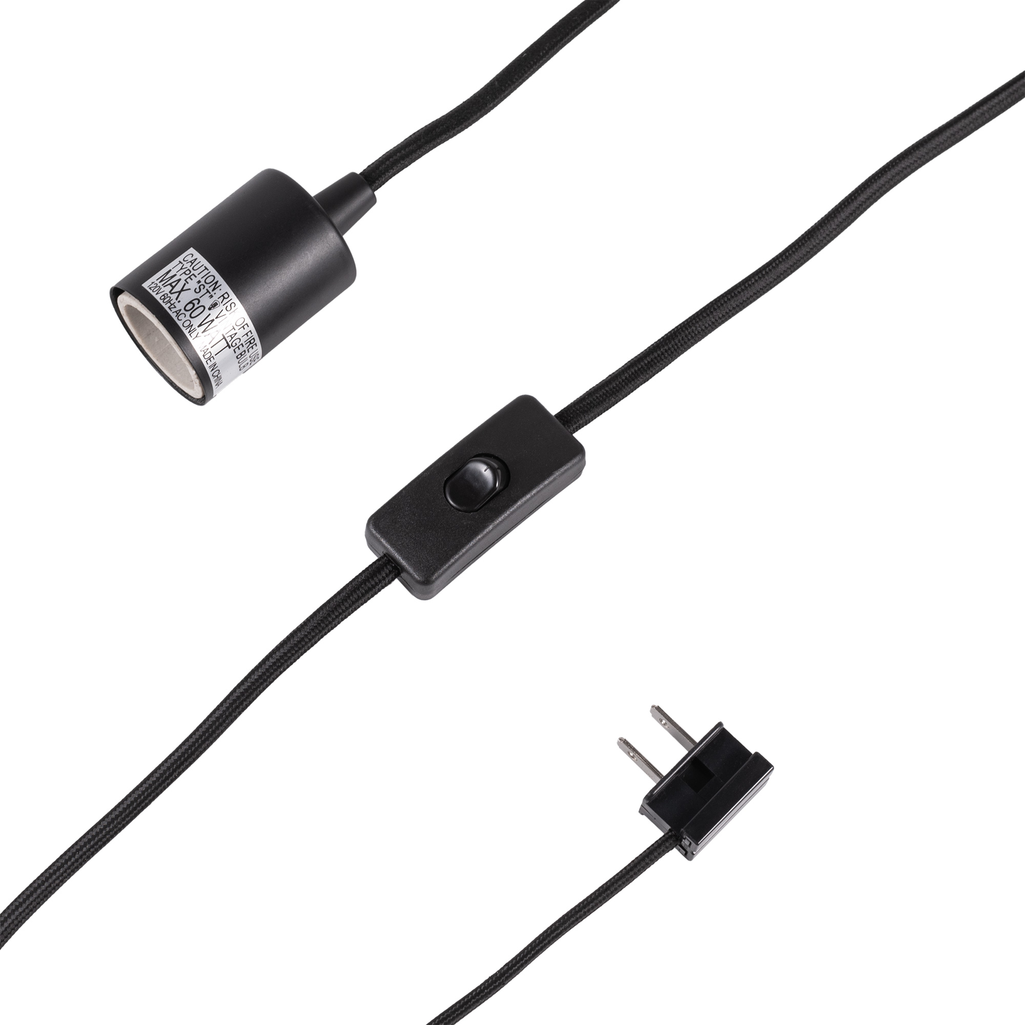 Gruenlich Plug in Pendant Lighting, Hanging Light Kits with ON/Off Switch, 15 Feet Cord, Bulbs Not Included (Black, 3-Pack)