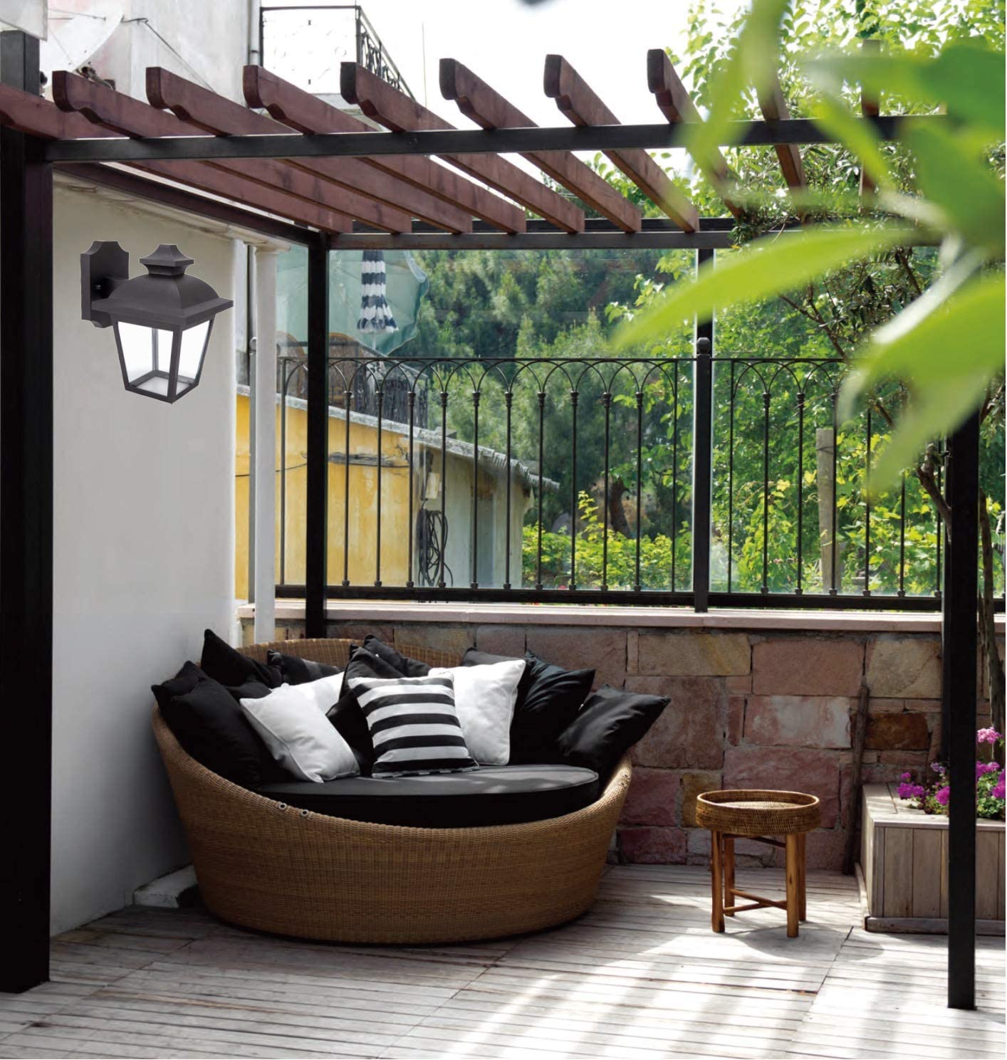 LIT-PaTH Outdoor LED Wall Lantern, Wall Sconce as Porch Lighting Fixture, 5000K Daylight White, 8.3W (60W Equivalent), 585 Lumen, Plastic Housing Plus Glass
